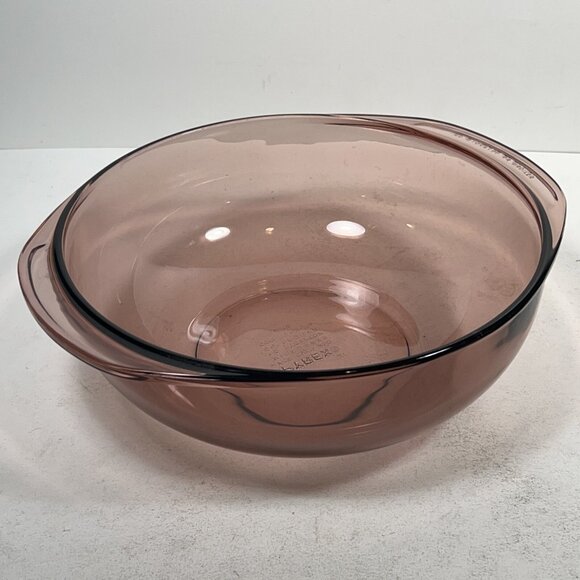 Vtg USA Pyrex D-20 Cranberry Round Casserole Dish 2 L (2.11 qt) no lid - Picture 2 of 7